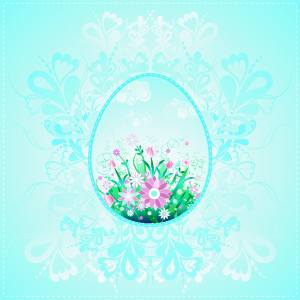 VSH000070 Background Flower Egg Ornament