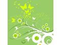 VSH000117 Бабочки, Круги, Фон Иллюстрация Зеленый, Белый, Цветок, Butterflies, Circles, Green, White, Flower Background Pattern Illustration