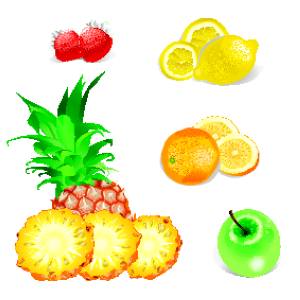 VSH000145 Food Fruit Ananas Lemon Apple Orange