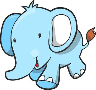 VSH000146 Elephant Animal Baby Слоненок Голубой Идет walk Light-blue
