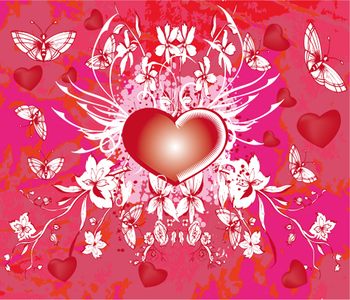 VSH000155 Сердце  Бабочка Цветок Коричневый Heart Butterfly Flower Brown