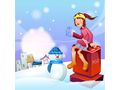 VSH000902New Year Новый год Holiday Праздник Girl Девочка Snowman Снеговик Christmas рождество