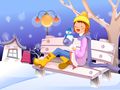 VSH000905New Year Новый год Holiday Праздник Girl Девочка Snowman Снеговик Christmas рождество