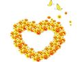 VSH000206 Heart Сердце Love Любовь Flower Butterfly Yellow Orange Бабочка Цветок Желтый Оранжевый